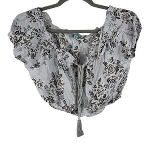 Mint Vanilla Light Blue Floral Cropped Top Size 8